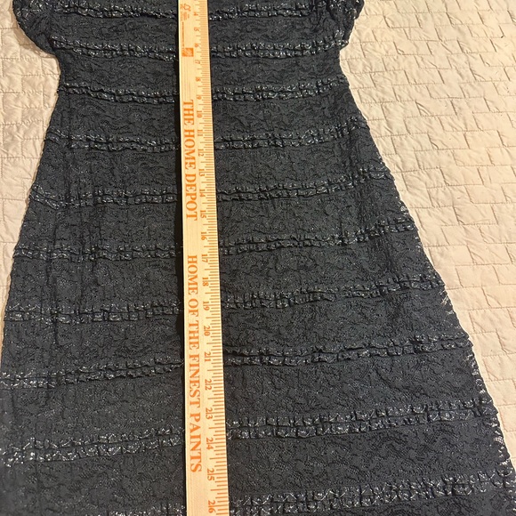 Guess Mini Dress with silver stitching and lace overlay Sz 8 Whimsigoth grunge - Picture 7 of 12